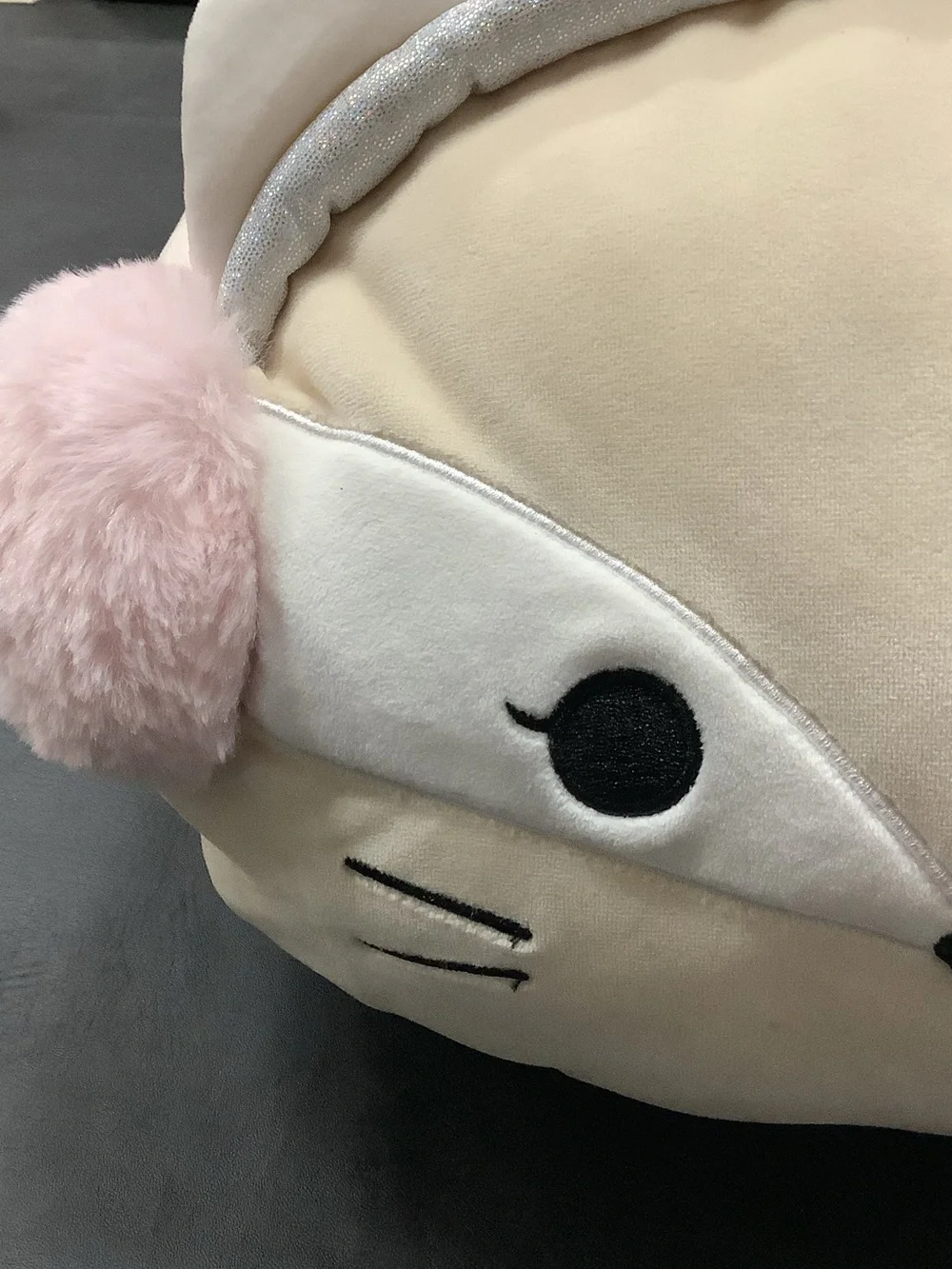 Squishmallows Cream Nadine Stackables with Pink Pom Pom